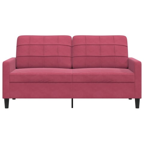  Sofa 2-osobowa, winna czerwień, 140 cm, tapicerowana aksamitem