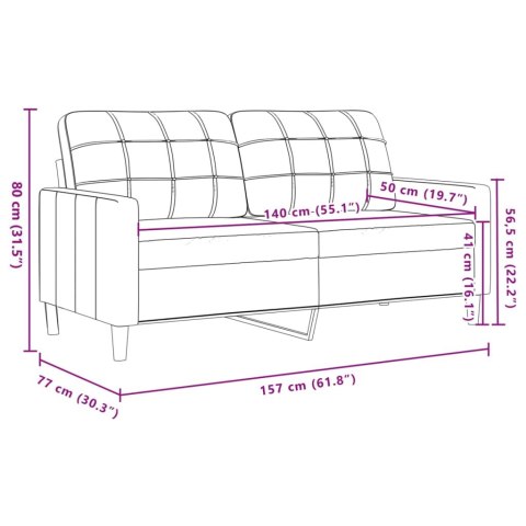  Sofa 2-osobowa, winna czerwień, 140 cm, tapicerowana aksamitem