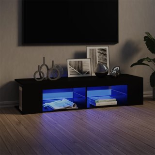  Szafka TV z oświetleniem LED, czarna, 135x39x30 cm