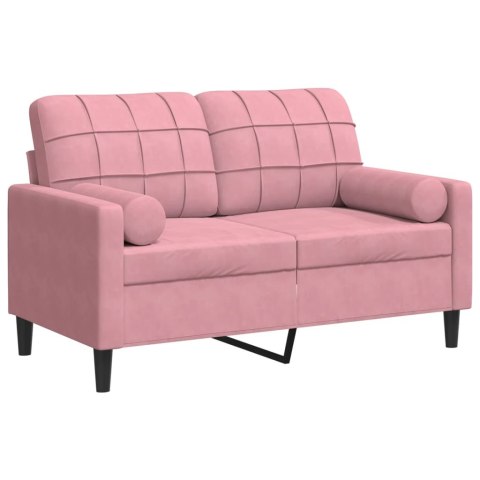  2-osobowa sofa z poduszkami, różowa, 120 cm, aksamit