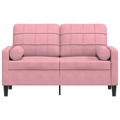  2-osobowa sofa z poduszkami, różowa, 120 cm, aksamit