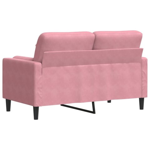  2-osobowa sofa z poduszkami, różowa, 120 cm, aksamit