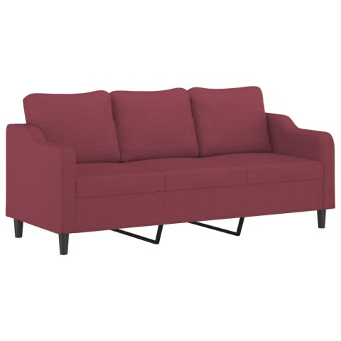  3-osobowa sofa z poduszkami, winna czerwień, 180 cm, tkanina