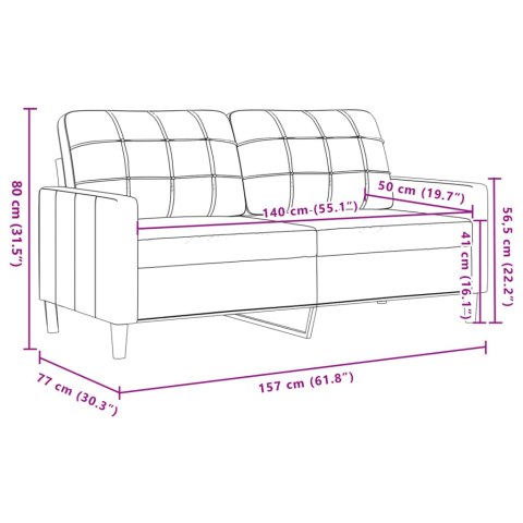  Sofa 2-osobowa, brązowa, 140 cm, tapicerowana aksamitem