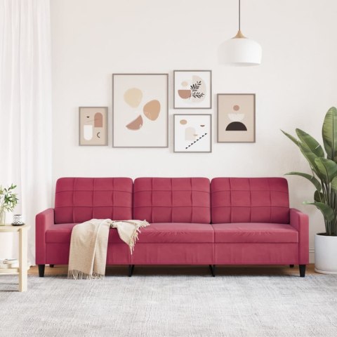  Sofa 3-osobowa, winna czerwień, 210 cm, obita aksamitem