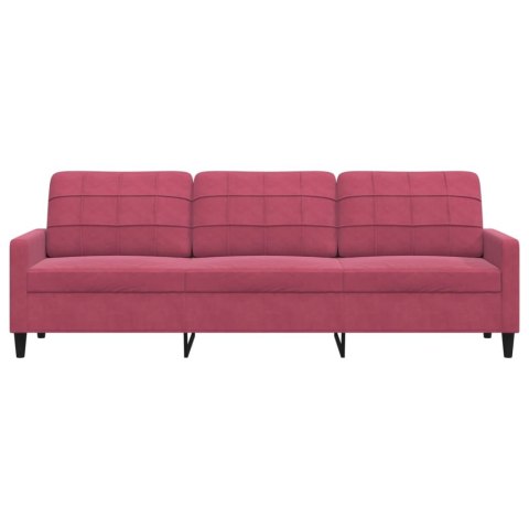  Sofa 3-osobowa, winna czerwień, 210 cm, obita aksamitem