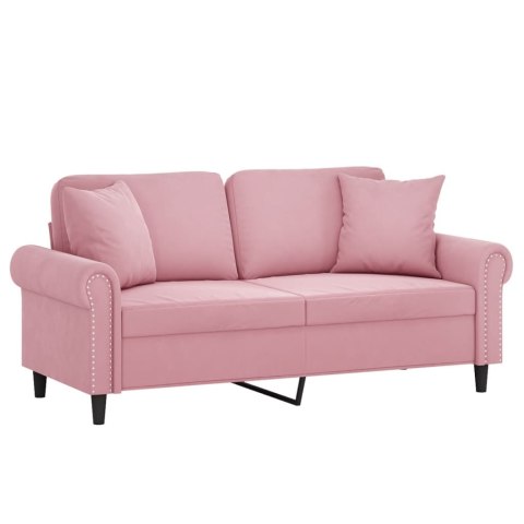  2-osobowa sofa z poduszkami, różowa, 140 cm, aksamit