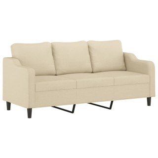  3-osobowa sofa, kremowa, 180 cm, tapicerowana tkaniną