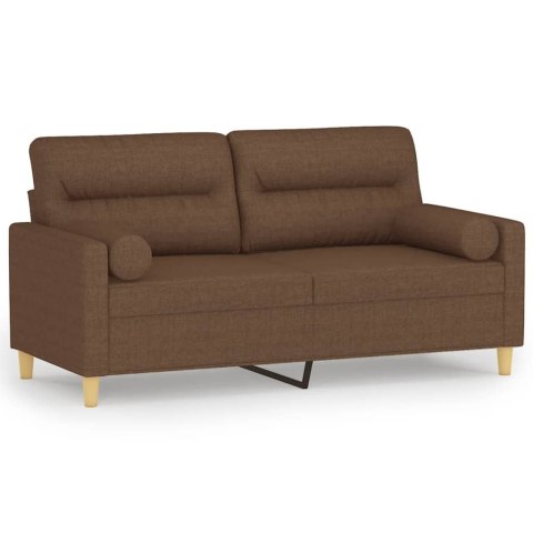  2-osobowa sofa z poduszkami, brązowa, 140 cm, tkanina