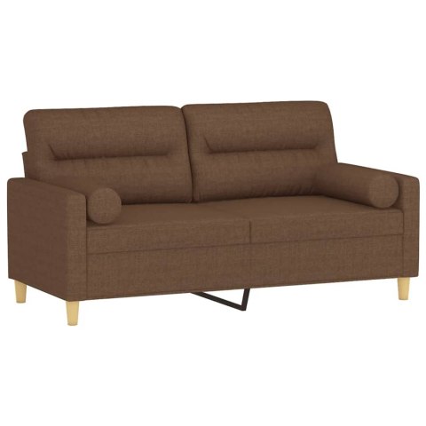  2-osobowa sofa z poduszkami, brązowa, 140 cm, tkanina