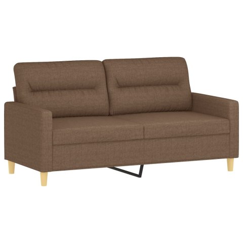  2-osobowa sofa z poduszkami, brązowa, 140 cm, tkanina