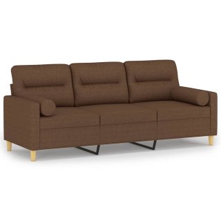 VidaXL 3-osobowa sofa z poduszkami, brązowa, 180 cm, tkanina