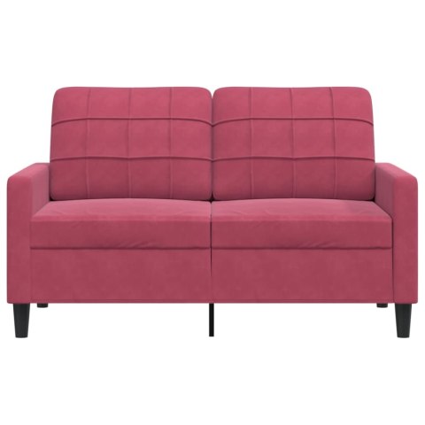  Sofa 2-osobowa, winna czerwień, 120 cm, tapicerowana aksamitem