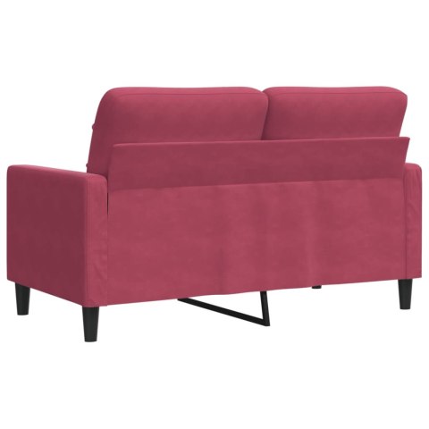  Sofa 2-osobowa, winna czerwień, 120 cm, tapicerowana aksamitem