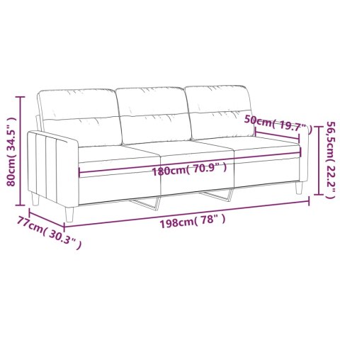  Sofa 3-osobowa, jasnożółta, 180 cm, tapicerowana tkaniną