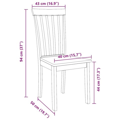 VidaXL Krzesła do jadalni 2 szt. Białe lite drewno gumowe
