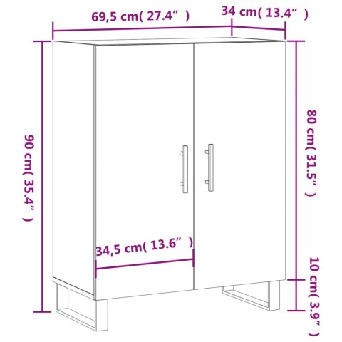 VidaXL Szafka, dąb sonoma, 69,5x34x90 cm, materiał drewnopochodny