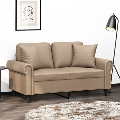  2-osobowa sofa z poduszkami, cappuccino, 120 cm, sztuczna skóra