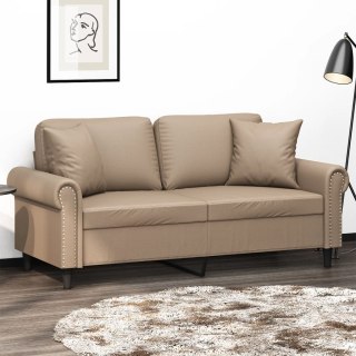  2-osobowa sofa z poduszkami, cappuccino, 140 cm, sztuczna skóra