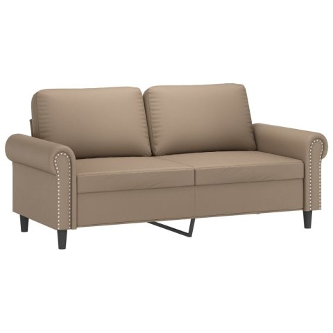  2-osobowa sofa z poduszkami, cappuccino, 140 cm, sztuczna skóra