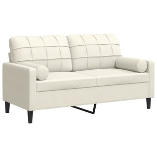 VidaXL 2-osobowa sofa z poduszkami, kremowa, 140 cm, aksamit