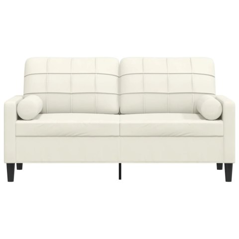  2-osobowa sofa z poduszkami, kremowa, 140 cm, aksamit