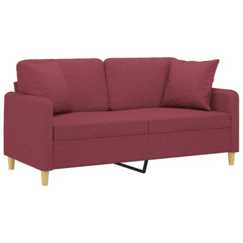  2-osobowa sofa z poduszkami, winna czerwień, 140 cm, tkanina