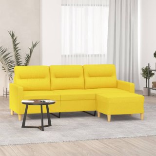 VidaXL 3-osobowa sofa z podnóżkiem, jasnożółty, 180 cm, tkaniną