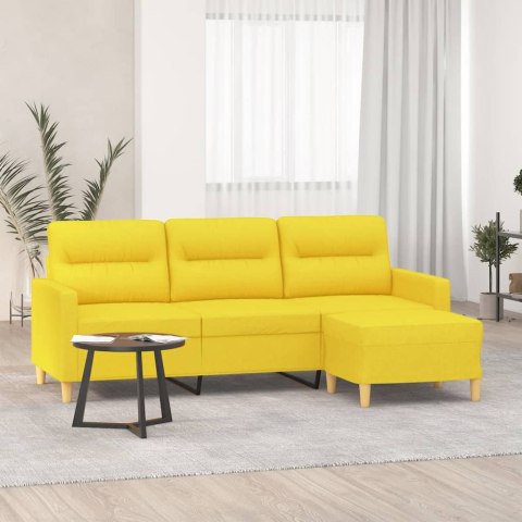  3-osobowa sofa z podnóżkiem, jasnożółty, 180 cm, tkaniną