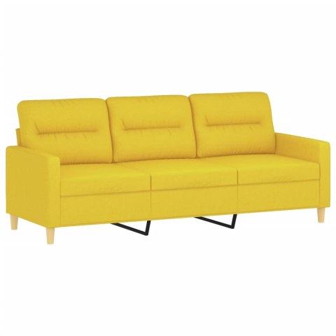  3-osobowa sofa z podnóżkiem, jasnożółty, 180 cm, tkaniną