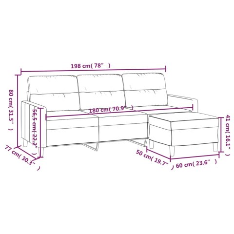  3-osobowa sofa z podnóżkiem, jasnożółty, 180 cm, tkaniną