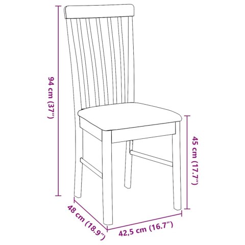 VidaXL Krzesła do jadalni z poduszkami 2 szt. lite drewno gumowe