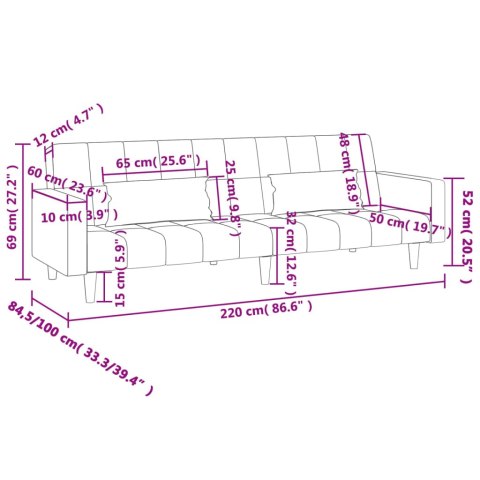  2-osobowa kanapa, 2 poduszki, ciemnozielona, aksamitna