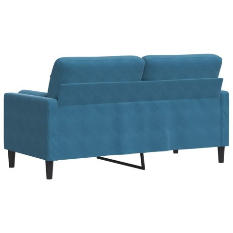  2-osobowa sofa z poduszkami, niebieska, 140 cm, aksamit