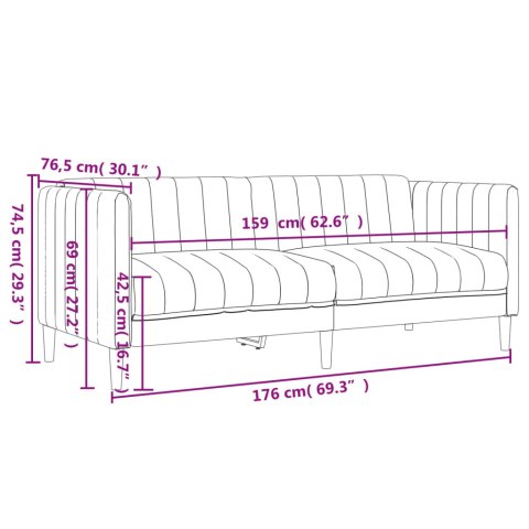  Sofa 2-osobowa, ciemnobrązowa, tapicerowana tkaniną