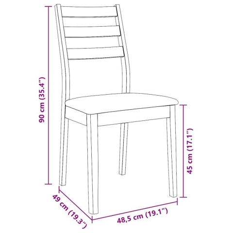  Krzesła do jadalni z poduszkami 2 szt. Białe lite drewno gumowe