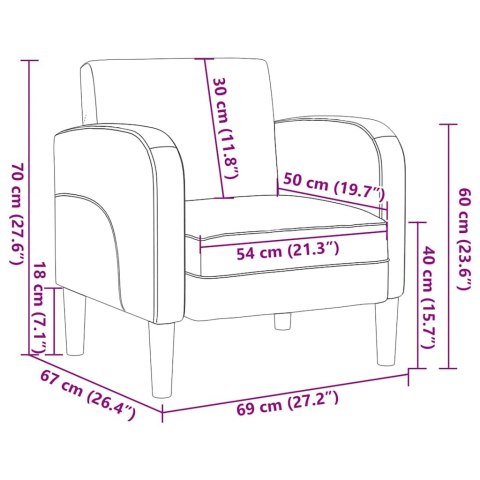  Sofa Fotel z Podłokietnikami Brązowy 54 cm Skóra ekologiczna