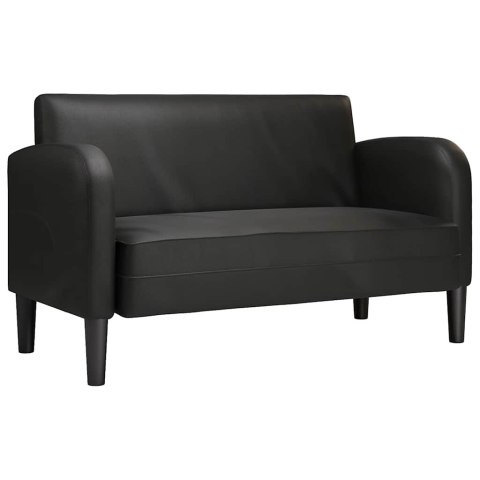  Sofa dwuosobowa czarna 110 cm ze skóry ekologicznej