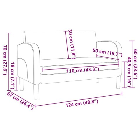  Sofa dwuosobowa czarna 110 cm ze skóry ekologicznej