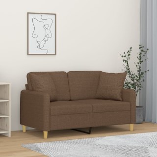  2-osobowa sofa z poduszkami, brązowa, 120 cm, tkanina