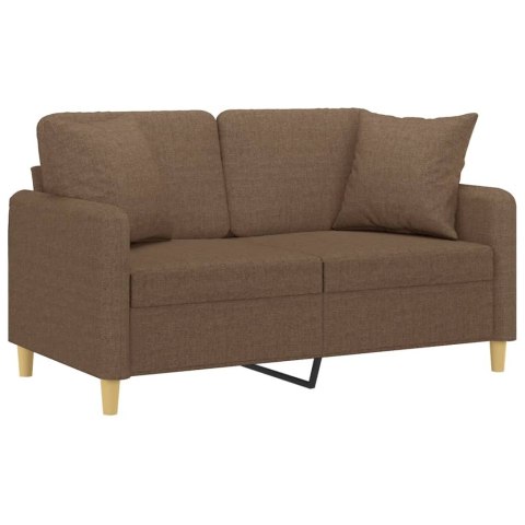  2-osobowa sofa z poduszkami, brązowa, 120 cm, tkanina