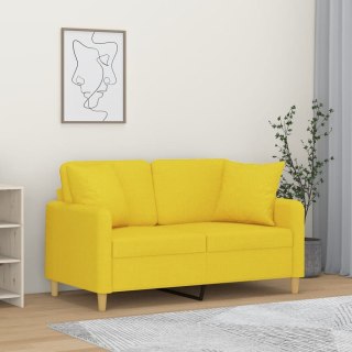  2-osobowa sofa z poduszkami, jasnożółta, 120 cm, tkanina