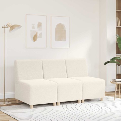  Sofa Fotel Kremowy 55 cm Kręcona Tkanina Wełniana