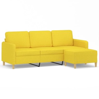  3-osobowa sofa z podnóżkiem, jasnożółty, 180 cm, tkaniną