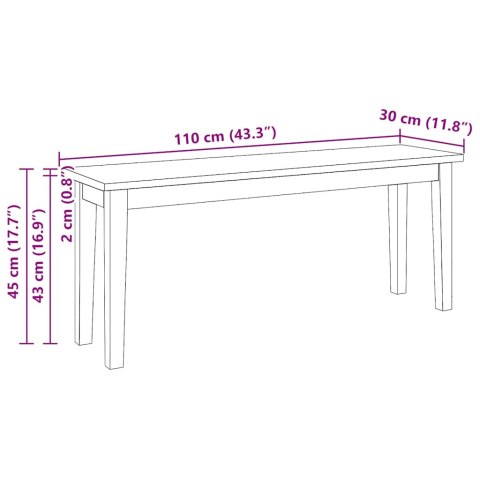  Ławka 110 cm Drewno lite Guma