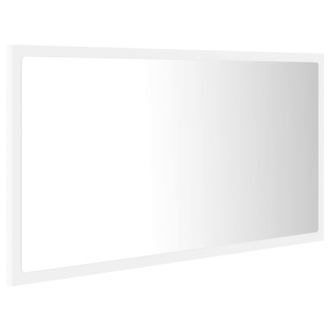  Lustro łazienkowe z LED, białe, 80x8,5x37 cm, akryl