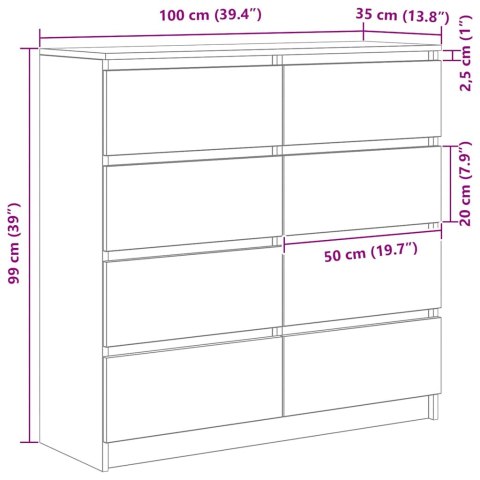  Komoda Artisan Dąb 100x35x99 cm Drewno klejone