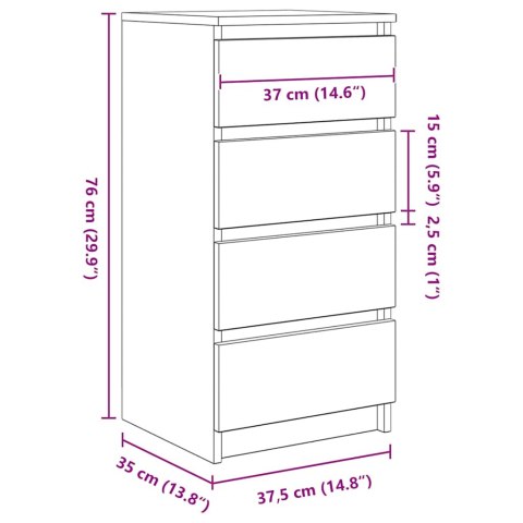  Komoda Betonowa Szara 37,5x35x76 cm Drewno klejone