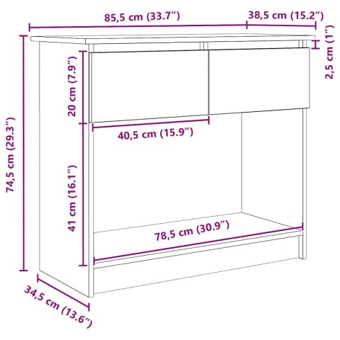  Konsola z szufladami Betonowa Szarość 85,5x38,5x74,5 cm