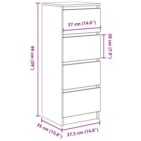 VidaXL Komoda Artisan Dąb 37,5x35x99 cm Drewno klejone